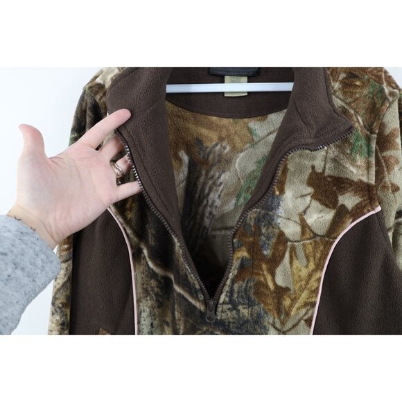 Vtg Y2K Streetwear Womens L Faded Realtreee Camouflage Half Zip Fleece Jacket - Picture 5 of 14